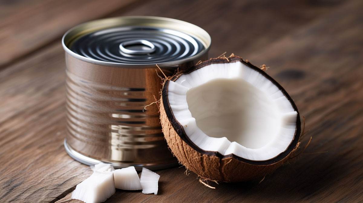 Condensed coconut milk in a can