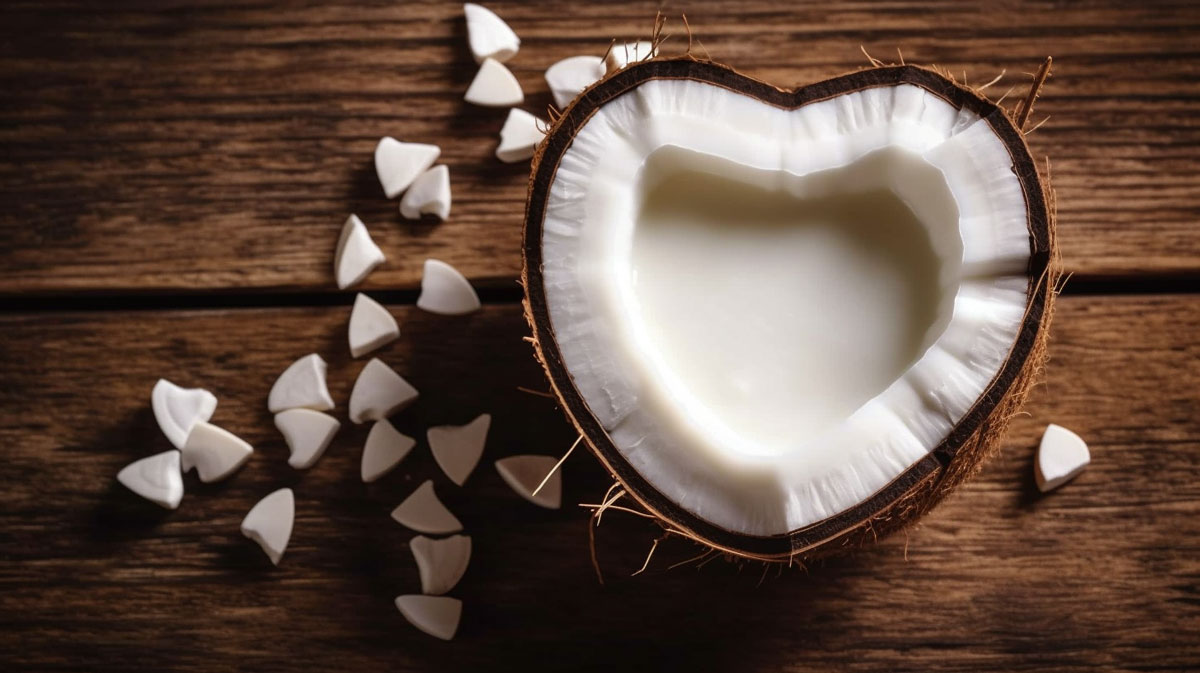 Heart shape Coconut view from the top
