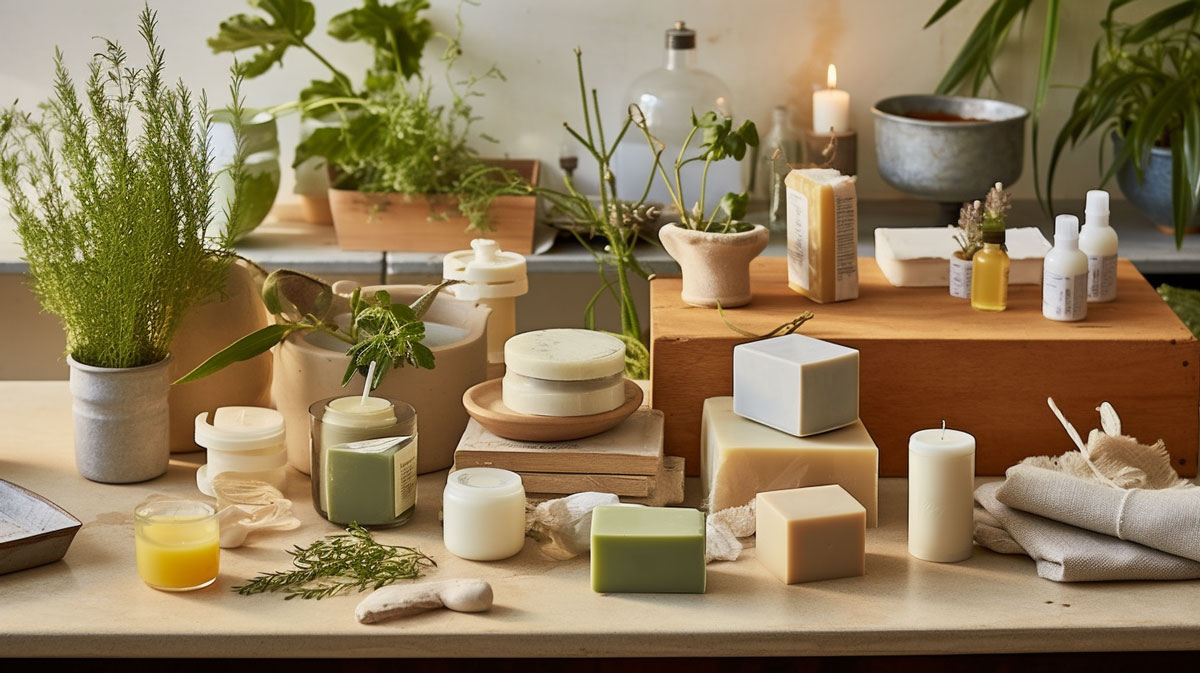 Organic soap variations on the table