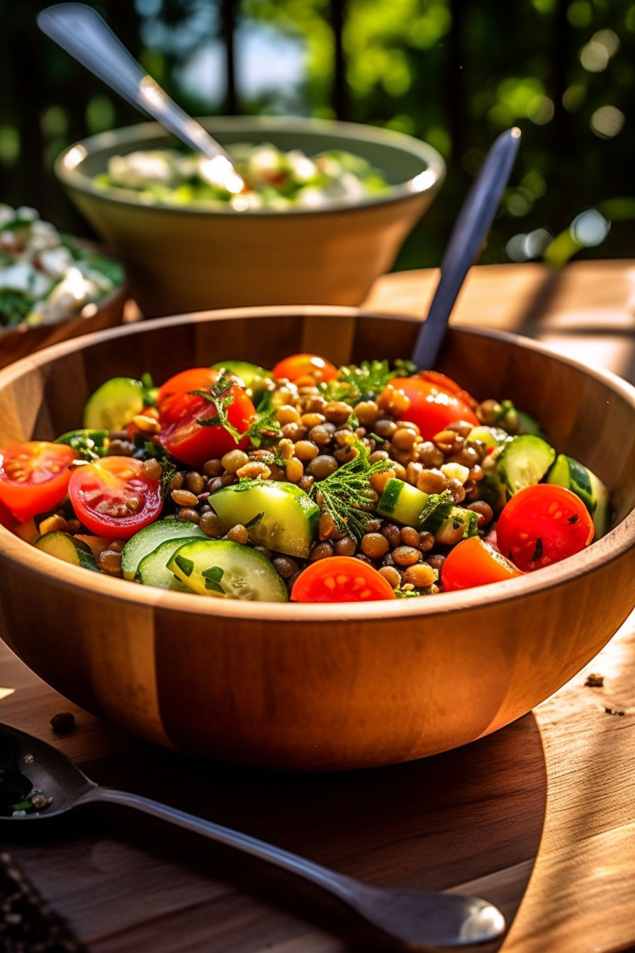 Vegan lentil salad bowl Vegetarian Lentil Salad Recipe